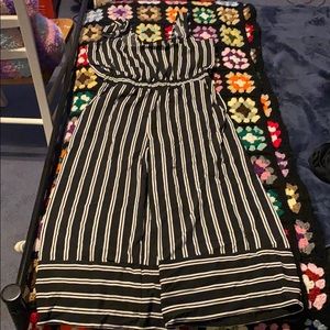 Black and white striped jumpsuit